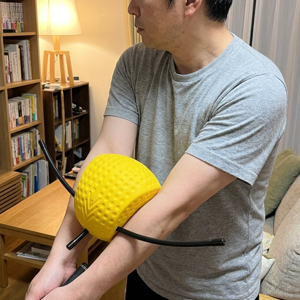 リビングでスイングコネクターを使う練習風景