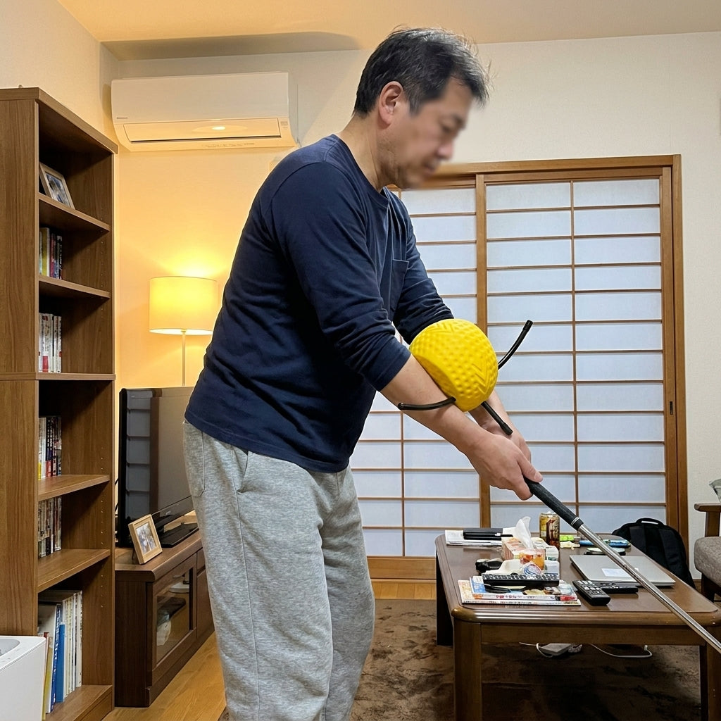 自宅でスイングコネクターを使ったゆっくり素振り